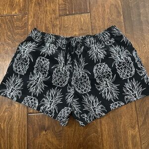 Lauren James Black and White Pineapple High Waist Shorts